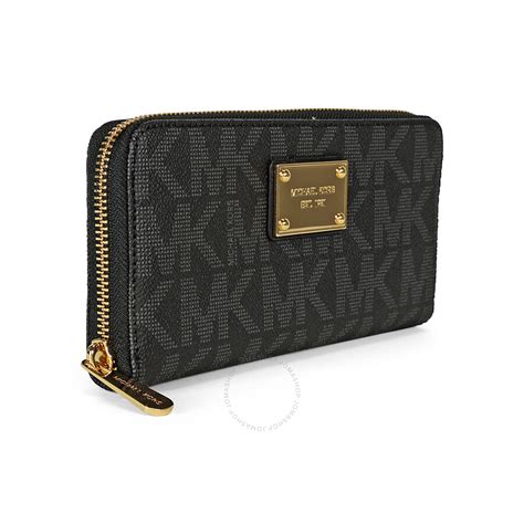 michael kors wallet black|Michael Kors black zipper wallet.